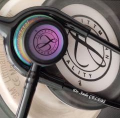 5870 3M™ Littmann® Classic III™ Stetoskop, Gökkuşağı Çan, Siyah Hortum