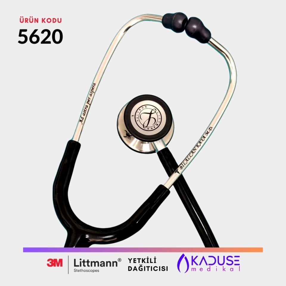 5620 3M™ Littmann® Classic III™ Stetoskop, Paslanmaz Çelik Çan, Siyah Hortum