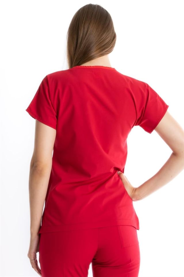 KOYU KIRMIZI U-FLEX KADIN CERRAHİ TAKIM