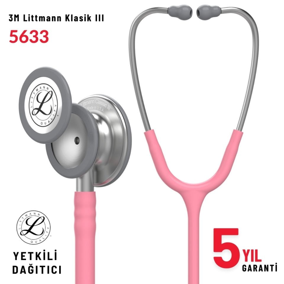 5633 3M™ Littmann® Classic III™ Stetoskop, Paslanmaz Çelik Çan, İnci Pembesi Hortum