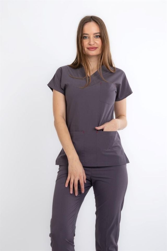 PUSLU GRİ U-FLEX KADIN CERRAHİ TAKIM