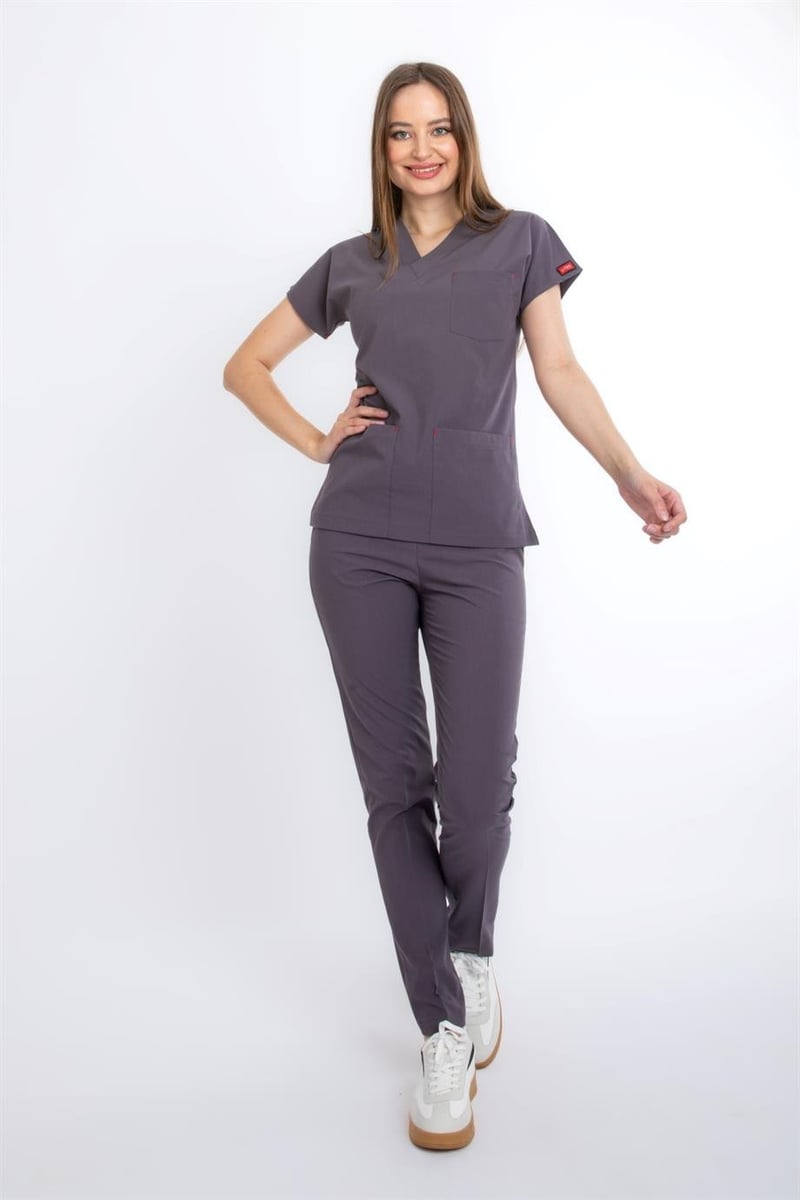 PUSLU GRİ U-FLEX KADIN CERRAHİ TAKIM