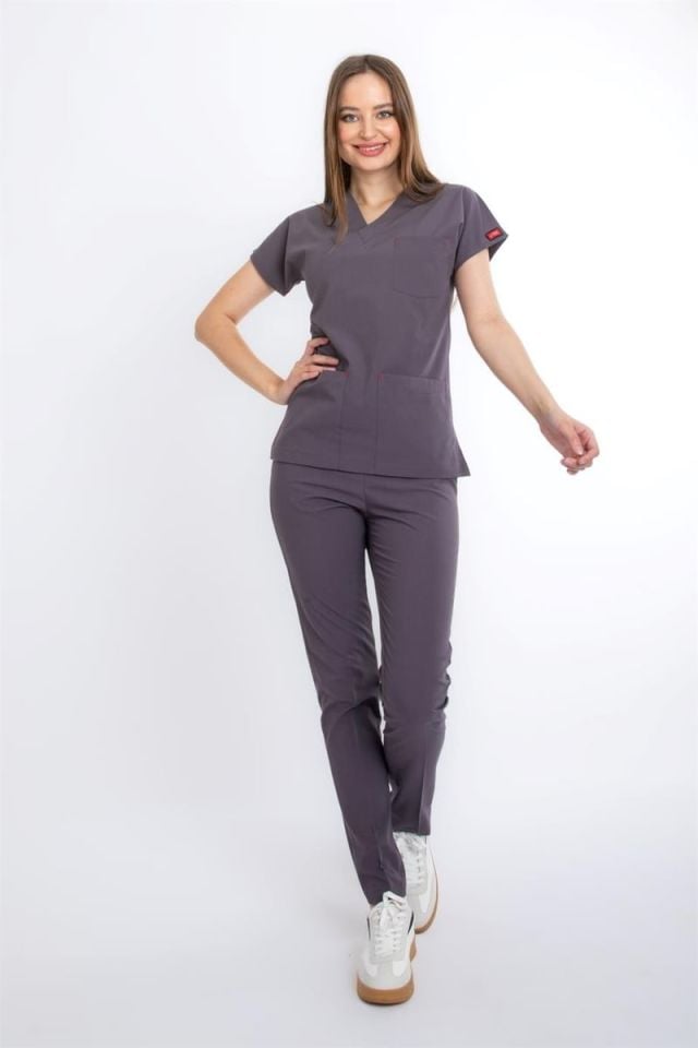 PUSLU GRİ U-FLEX KADIN CERRAHİ TAKIM