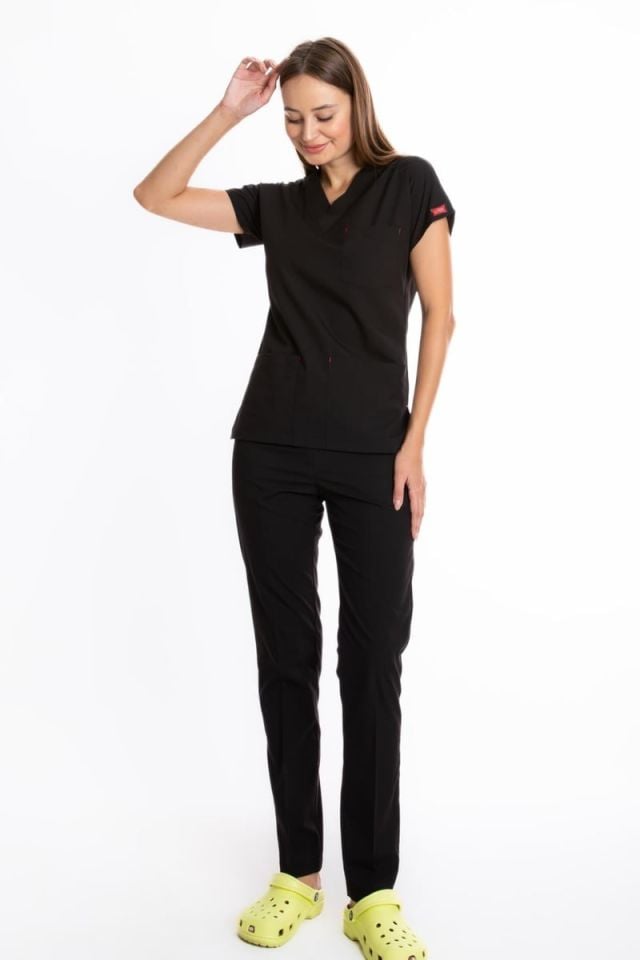 SİYAH U-FLEX KADIN CERRAHİ TAKIM