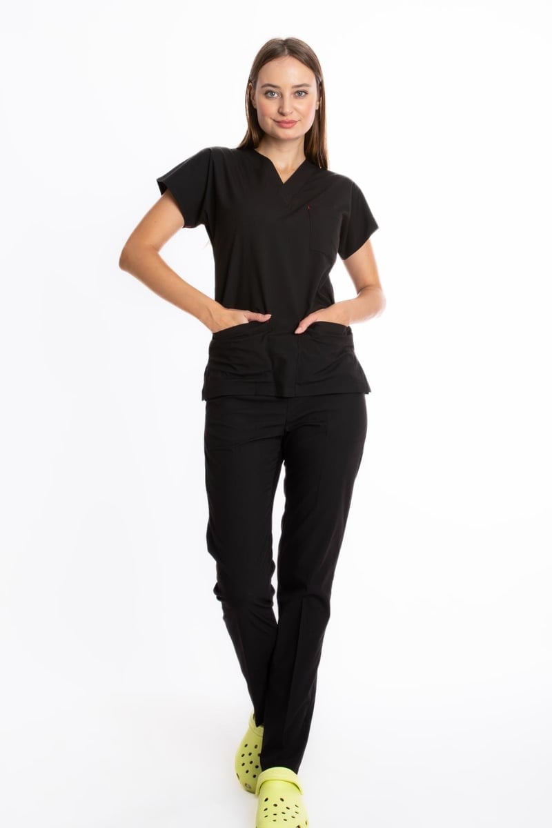 SİYAH U-FLEX KADIN CERRAHİ TAKIM