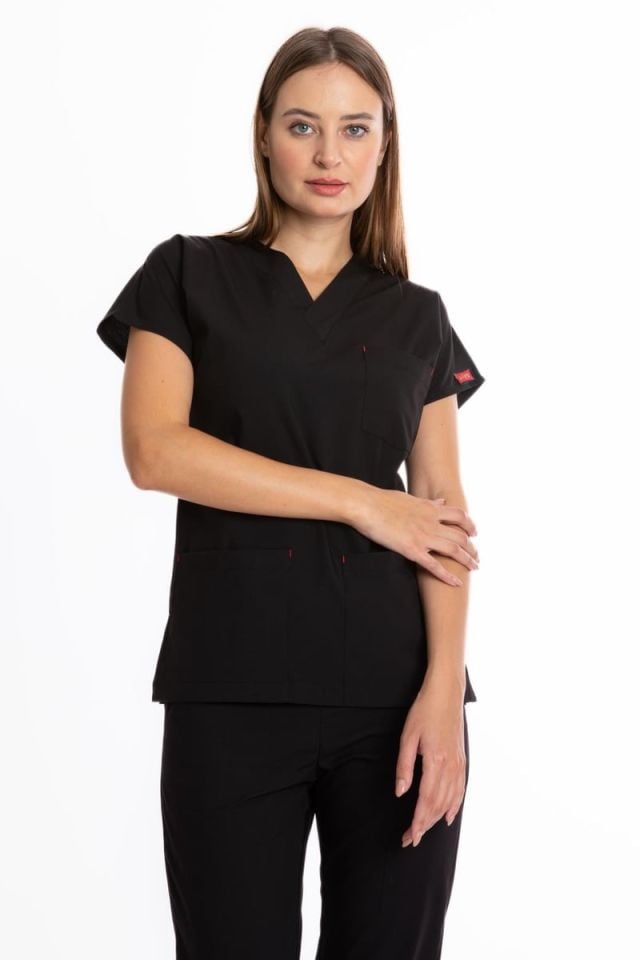 SİYAH U-FLEX KADIN CERRAHİ TAKIM