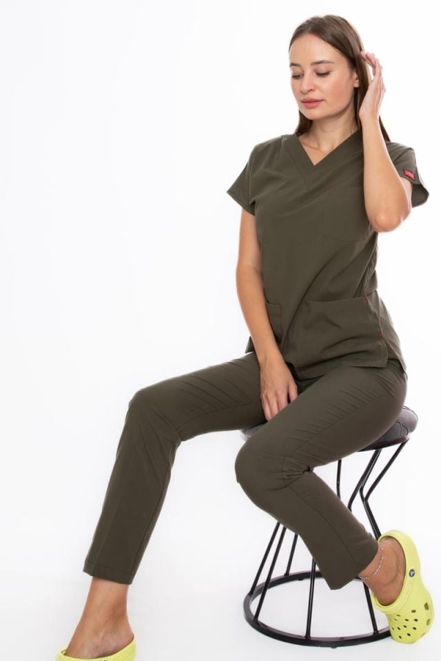 YAĞ YEŞİLİ U-FLEX KADIN CERRAHİ TAKIM