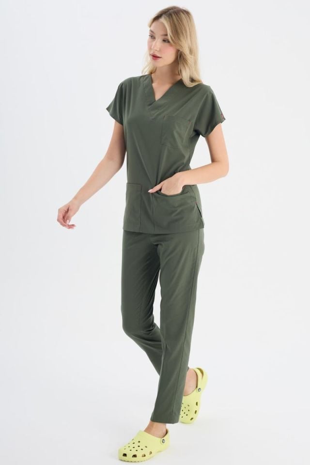 ZEYTİN YEŞİLİ U-FLEX KADIN CERRAHİ TAKIM