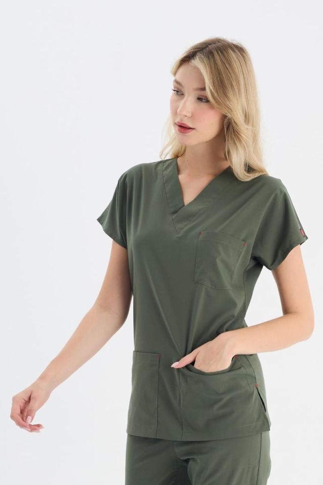 ZEYTİN YEŞİLİ U-FLEX KADIN CERRAHİ TAKIM