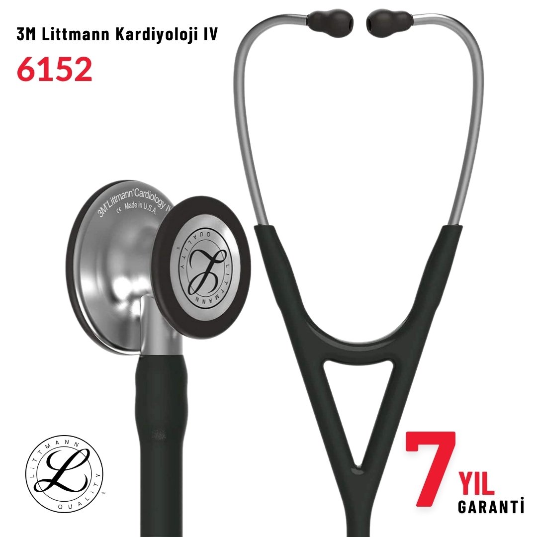 3M Littmann Cardiology IV Stetoskop 6152 Siyah Hortum | Profesyonel Kardiyoloji Stetoskopu