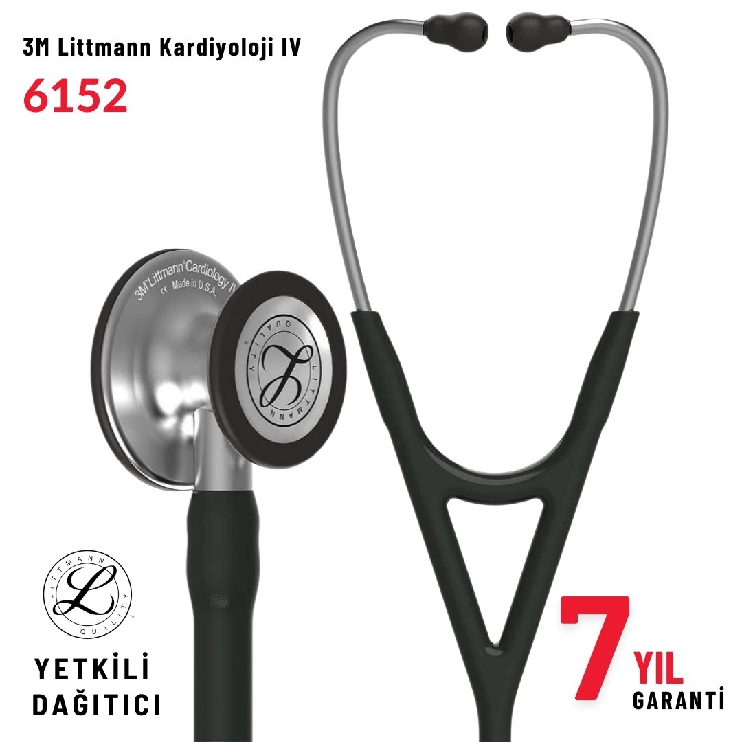 6152 3M™ Littmann® Cardiology IV™ Stetoskop, Siyah Hortum