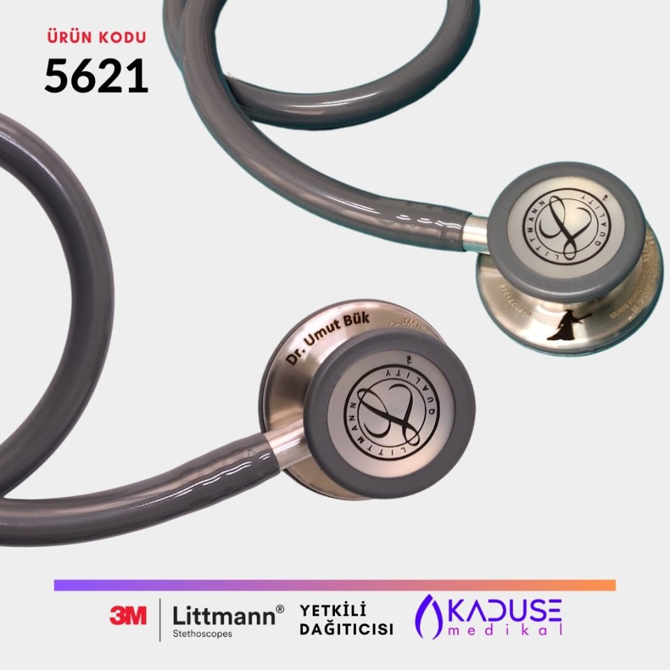 5621 3M™ Littmann® Classic III™ Stetoskop, Paslanmaz Çelik Çan, Gri Hortum