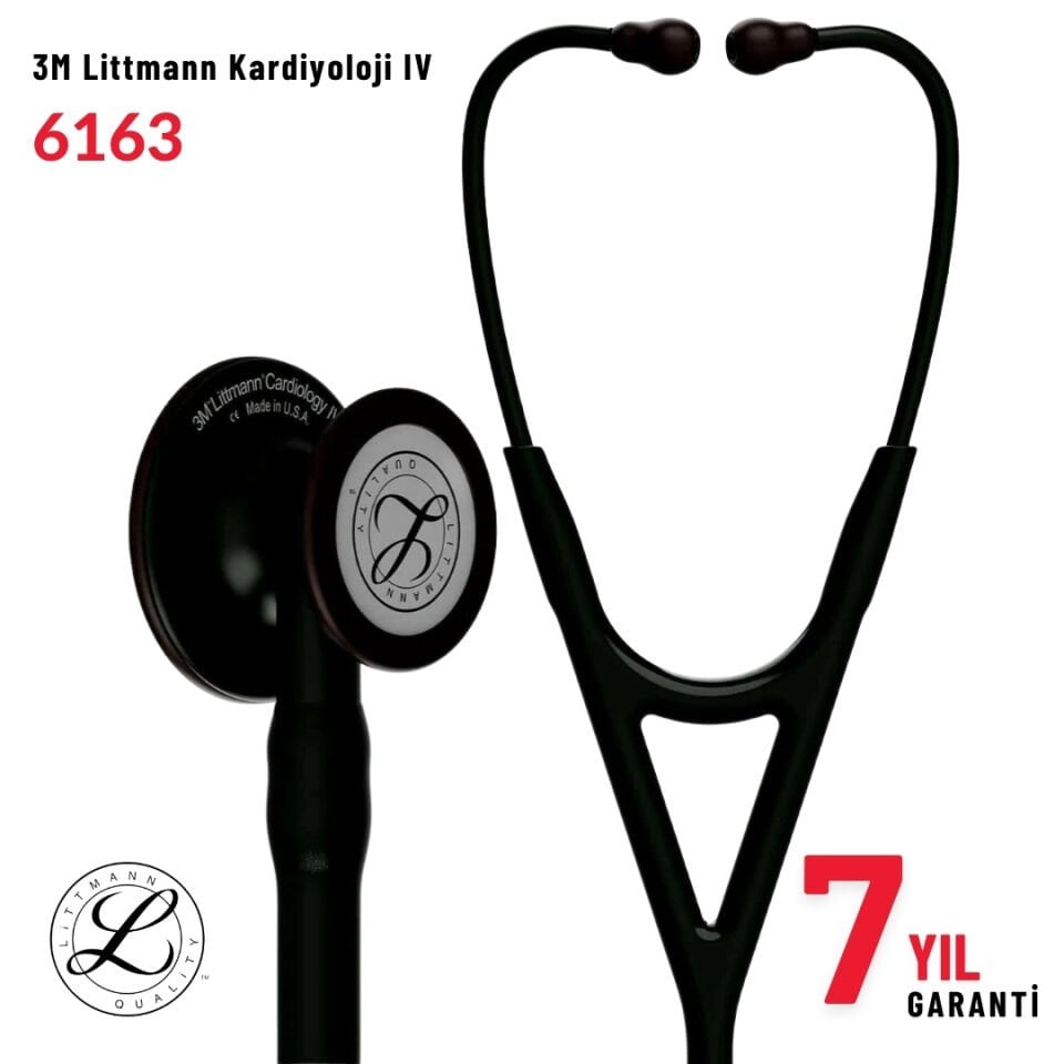 6163 3M™ Littmann® Cardiology IV™ Stetoskop, Siyah Hortum