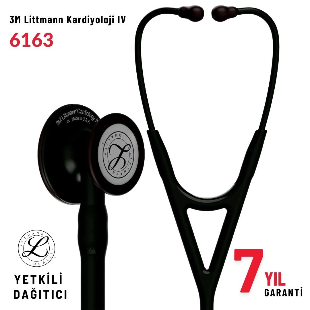 6163 3M™ Littmann® Cardiology IV™ Stetoskop, Siyah Hortum