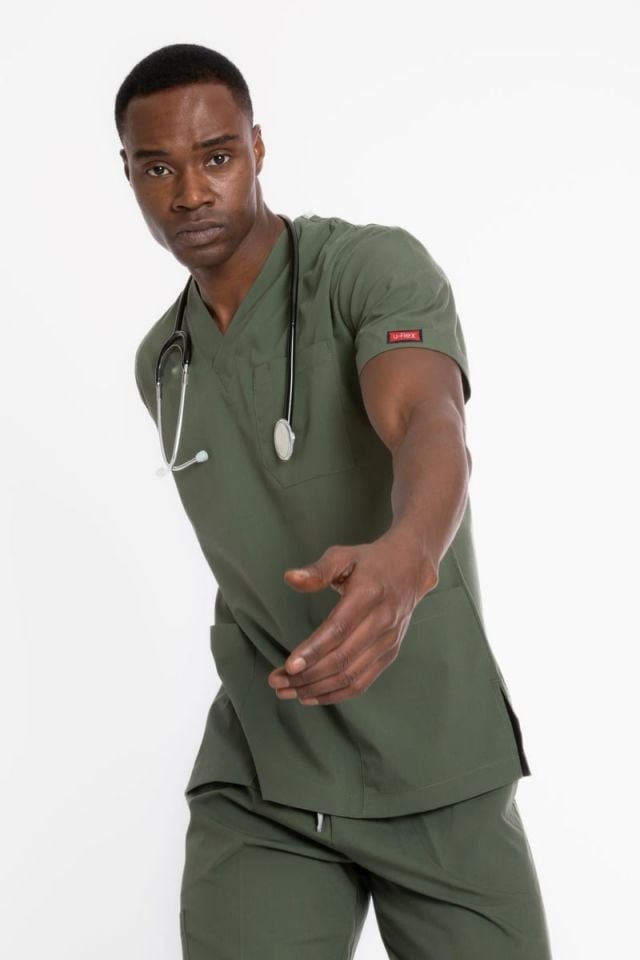 ZEYTİN YEŞİLİ U-FLEX 800 ERKEK SCRUBS TAKIM