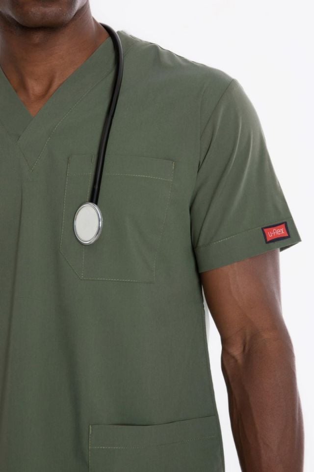 ZEYTİN YEŞİLİ U-FLEX 800 ERKEK SCRUBS TAKIM