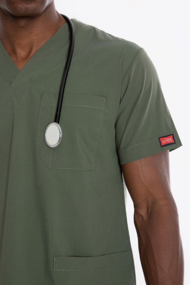 ZEYTİN YEŞİLİ U-FLEX 800 ERKEK SCRUBS TAKIM