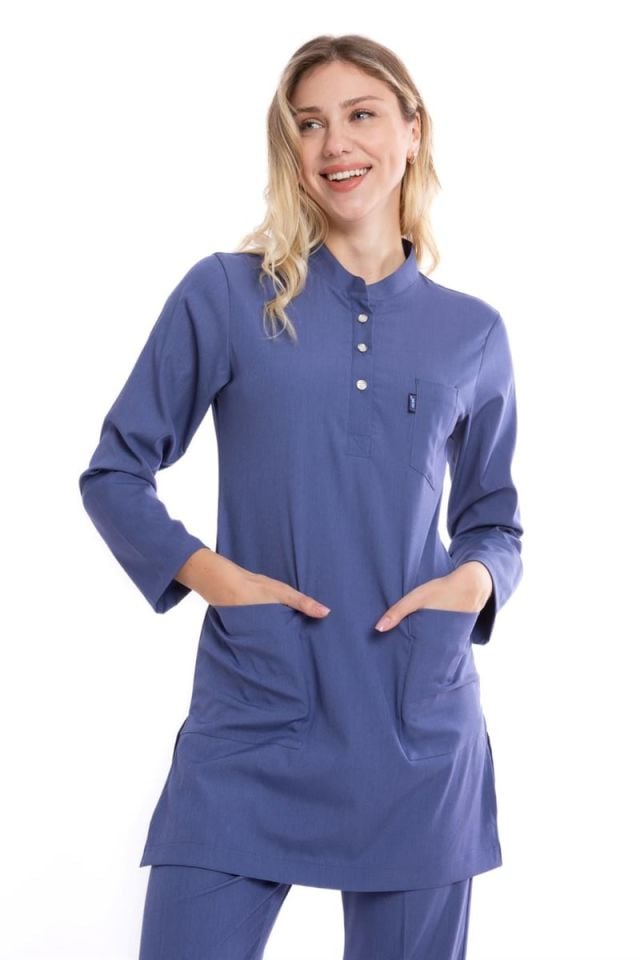 SİSLİ MAVİ KARYA TESETTÜR ÜNİFORMA TAKIM