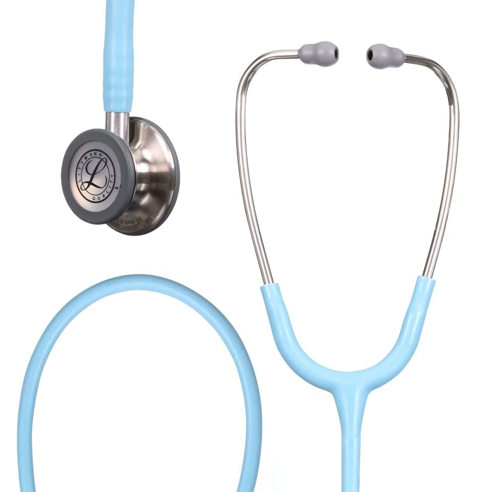 5912 3M™ Littmann® Classic III™ Stetoskop, Gümüş Çan, Deniz Mavisi Saten Hortum