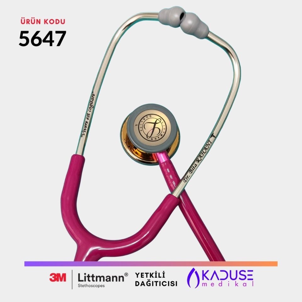 5647 3M™ Littmann® Classic III™ Stetoskop, Bakır Aynalı Çan, Fuşya Hortum