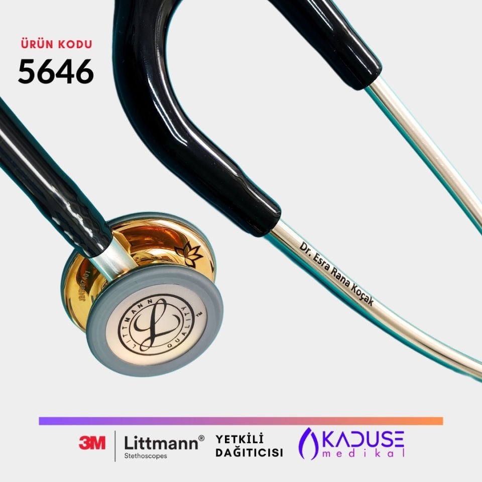5646 3M™ Littmann® Classic III™ Stetoskop, Bakır Aynalı Çan, Siyah Hortum