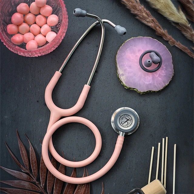 5910 3M™ Littmann® Classic III™ Stetoskop, Gümüş Çan, Şampanya Gülü Saten Hortum