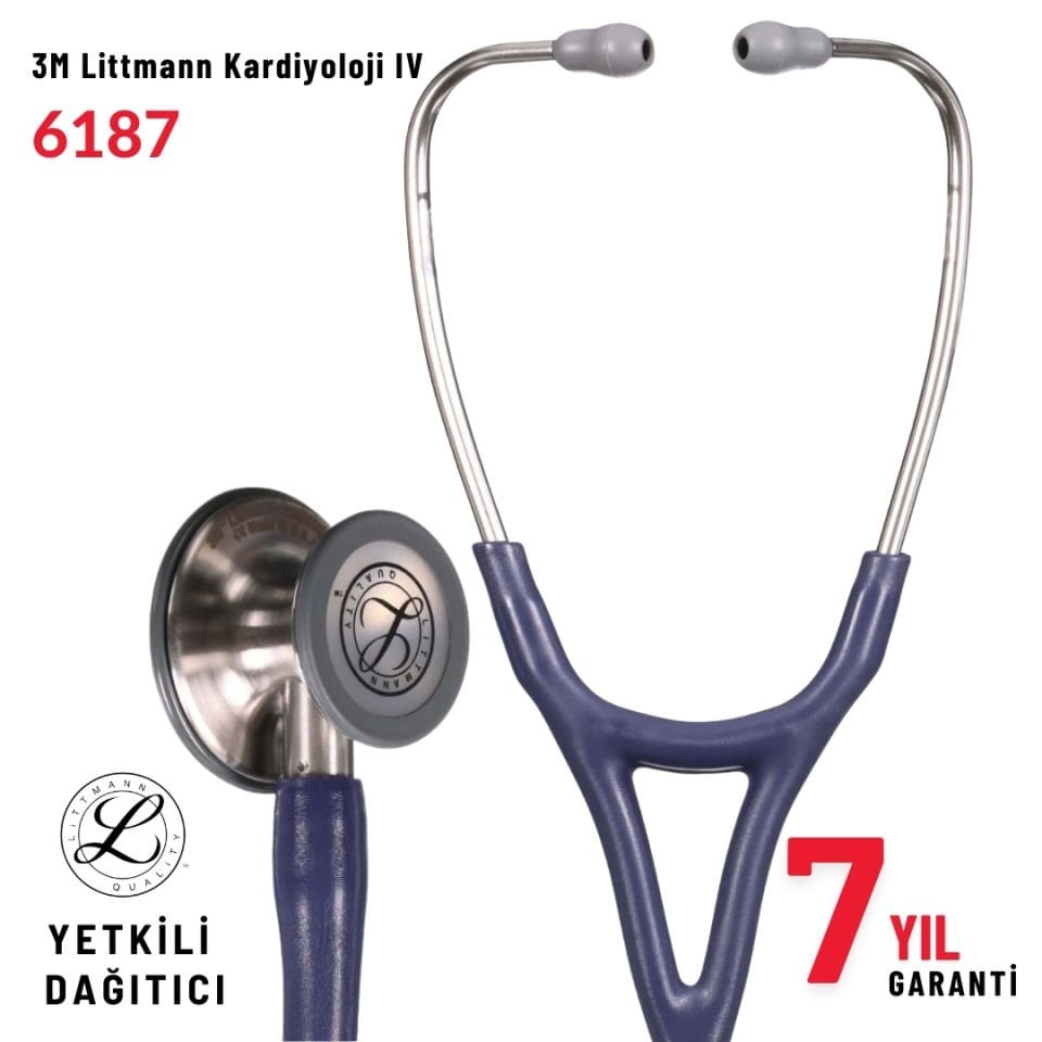 6187 3M™ Littmann® Cardiology IV™ Stetoskop, Gece Mavisi Saten Hortum