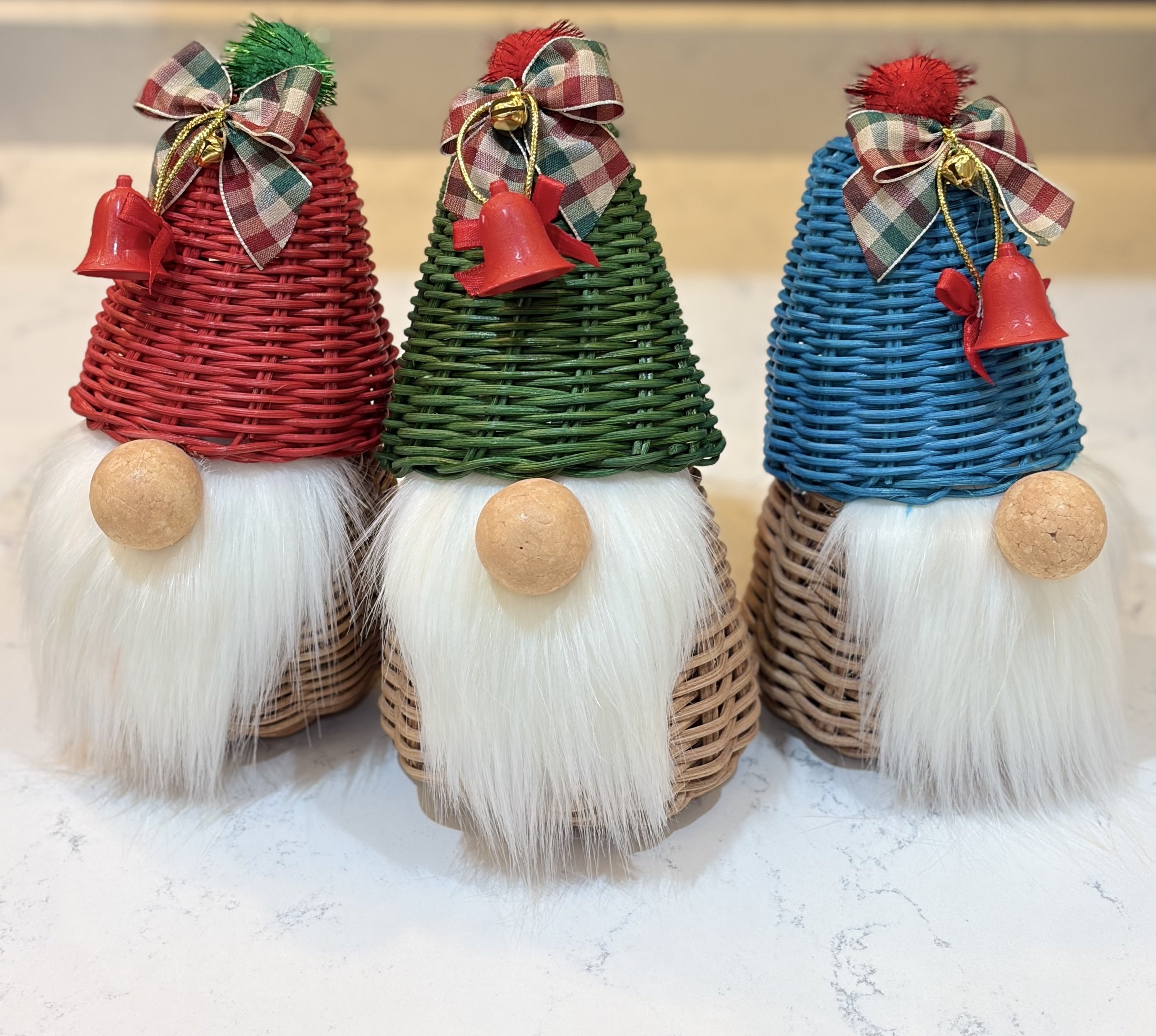 SEVİMLİ DEKORATİF ÜÇLÜ CÜCE (MAVİ-YEŞİL-KIRMIZI BAMBU)