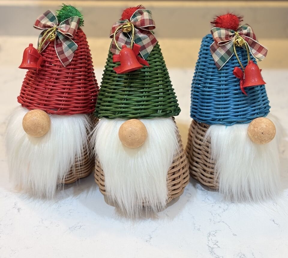 SEVİMLİ DEKORATİF ÜÇLÜ CÜCE (MAVİ-YEŞİL-KIRMIZI BAMBU)