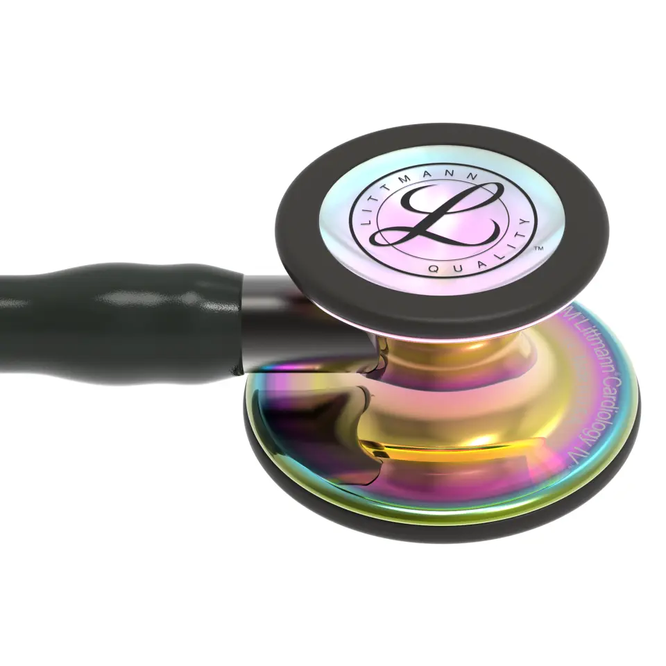 6240 3M™ Littmann® Cardiology IV™ Stetoskop, Siyah Hortum Parlak Gökkuşağı Çan