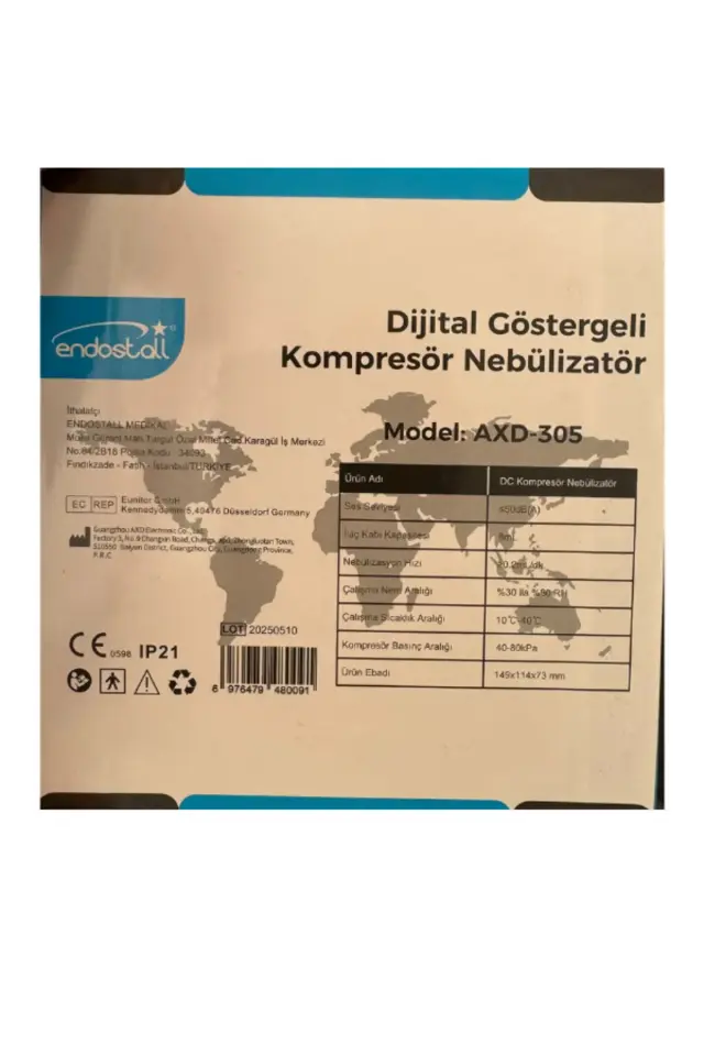 AXD-305 Kompresör Nebulizatör Dijital Göstergeli Sessiz Buhar Makinesi