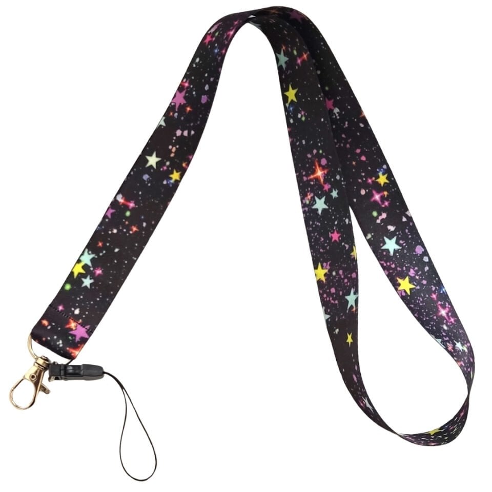 RENGARENK YILDIZLAR DESENLİ BOYUN ASKI İPİ