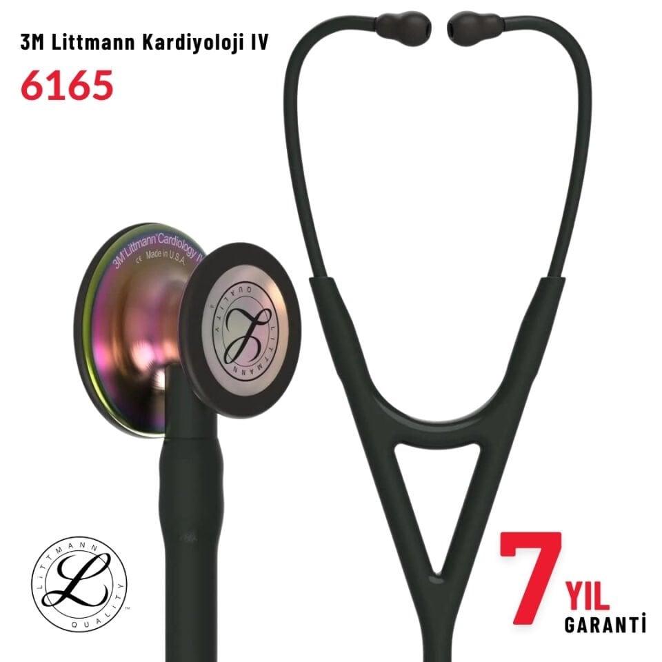 6165 3M™ Littmann® Cardiology IV™ Stetoskop, Siyah Hortum